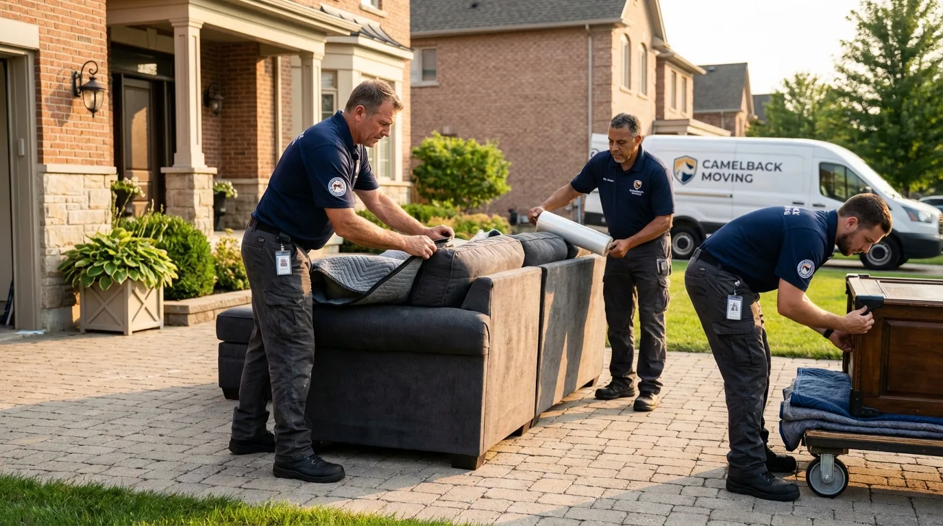 Large estate moving crew wrapping furniture in Martinsville, VA