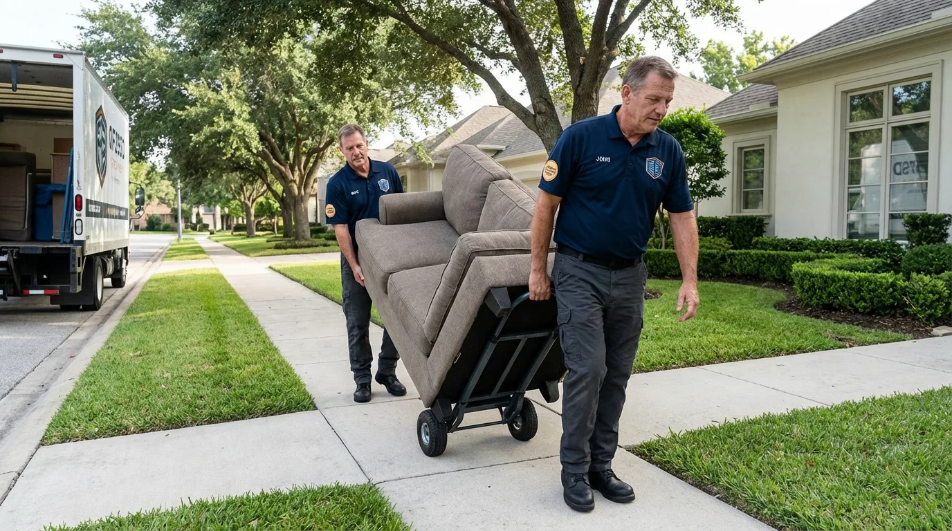 Local residential moving crew loading furniture in Martinsville, VA